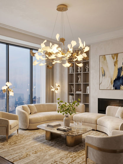 Gingko Wreath Chandelier - Elegant Design with Adjustable Brightness