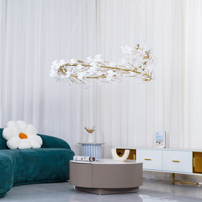 Gingko Halo Chandelier - Modern LED Lighting, Adjustable Height & Dimm