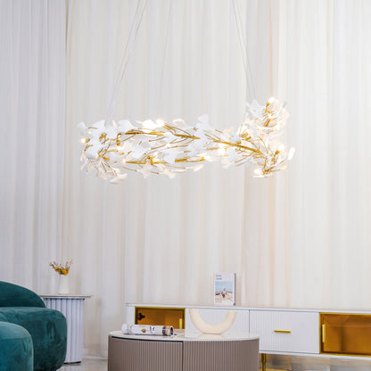 Gingko Halo Chandelier - Modern LED Lighting, Adjustable Height & Dimm