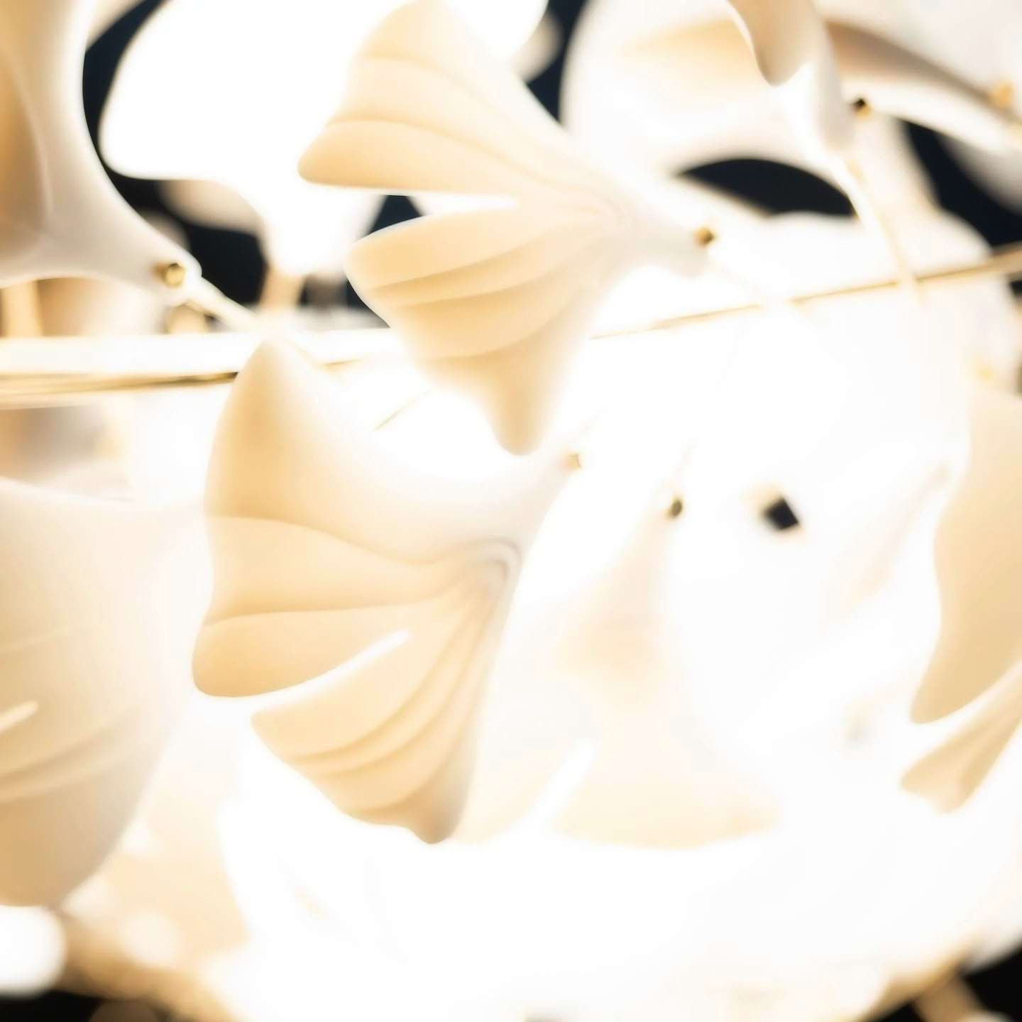 Elegant Gold & White Gingko Leaf Chandelier - Adjustable Height, LED C