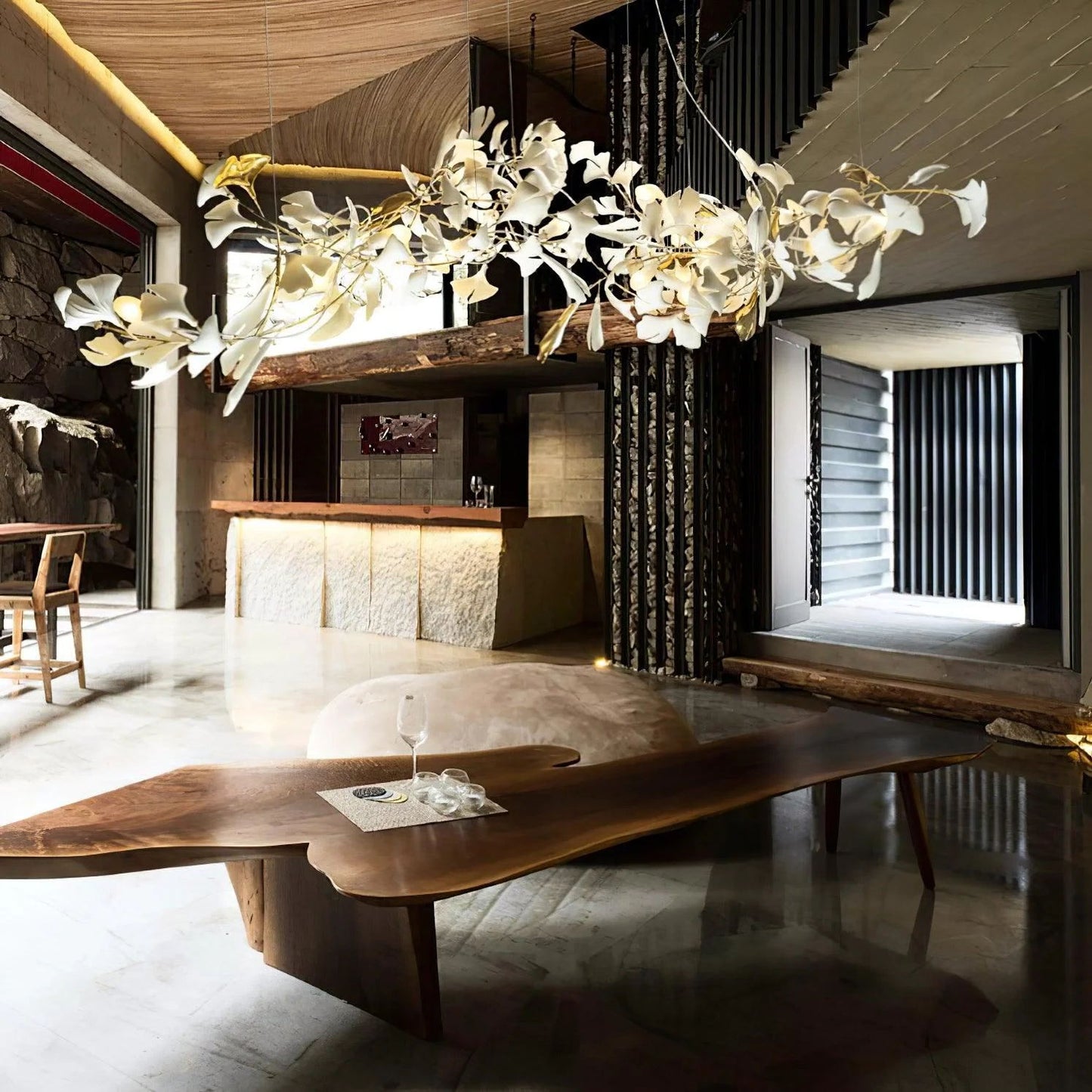 Gingko Leaves Chandelier - Elegant Design with Adjustable Brightness