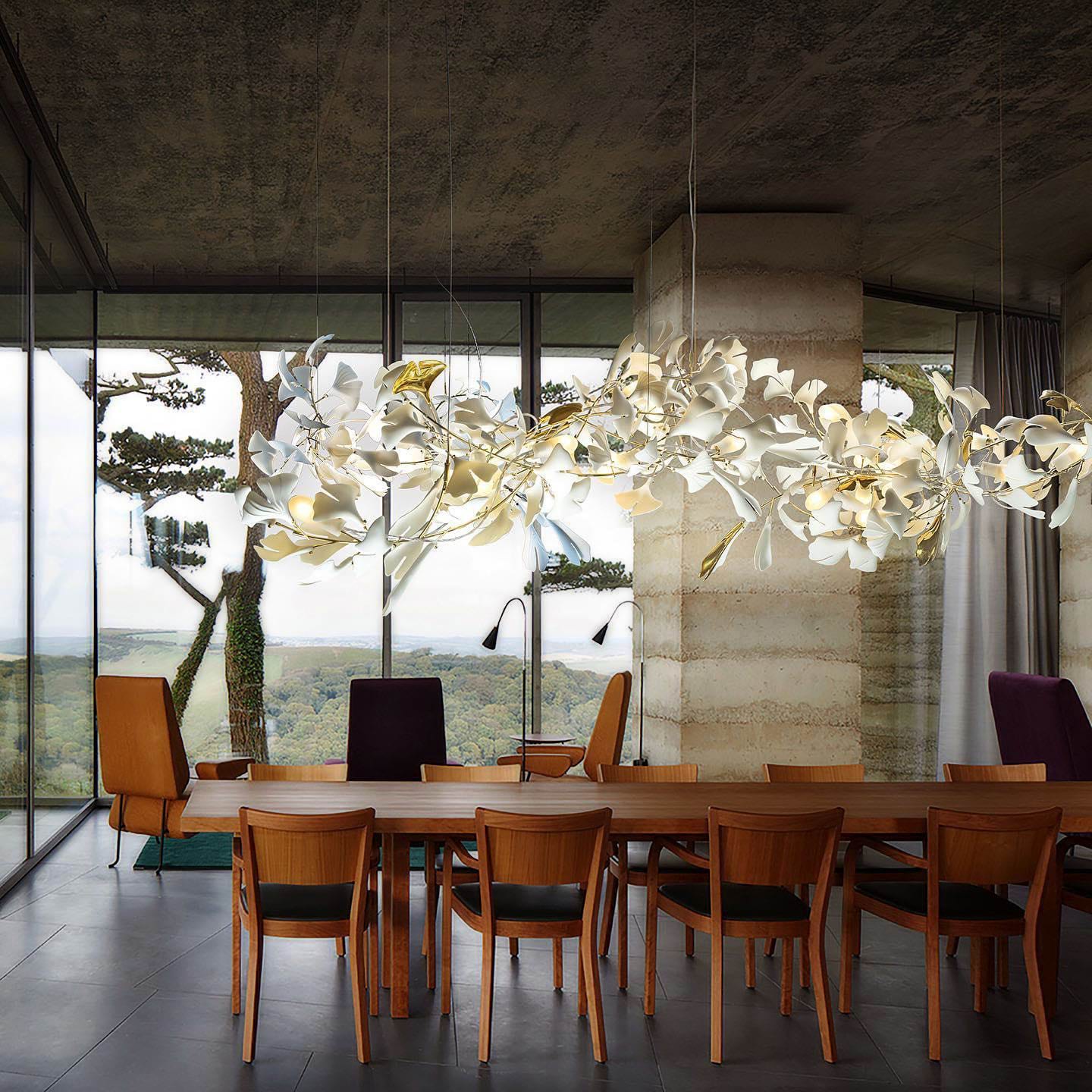 Gingko Leaves Chandelier - Elegant Design with Adjustable Brightness
