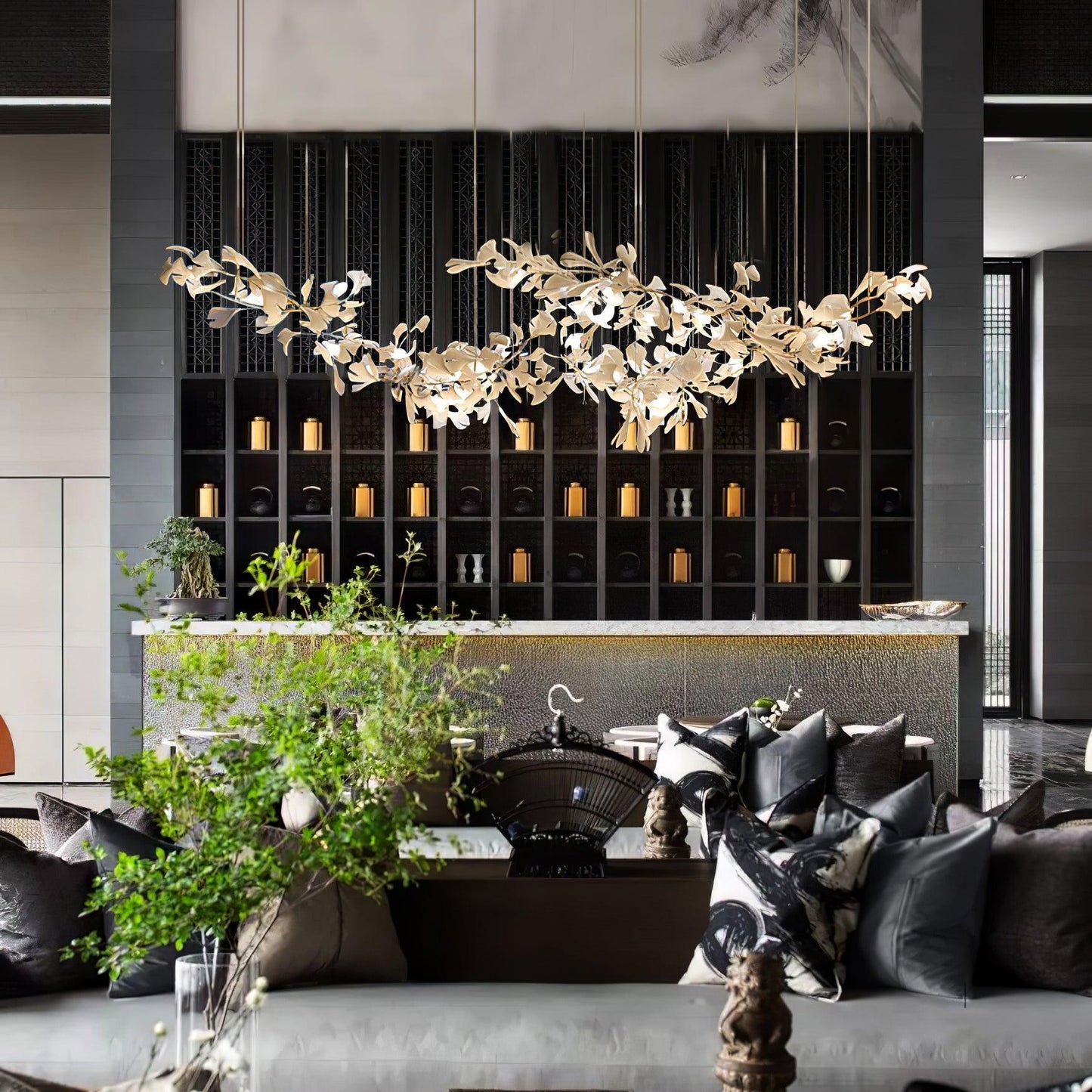 Gingko Wing Chandelier - Elegant Design with Adjustable Brightness & E