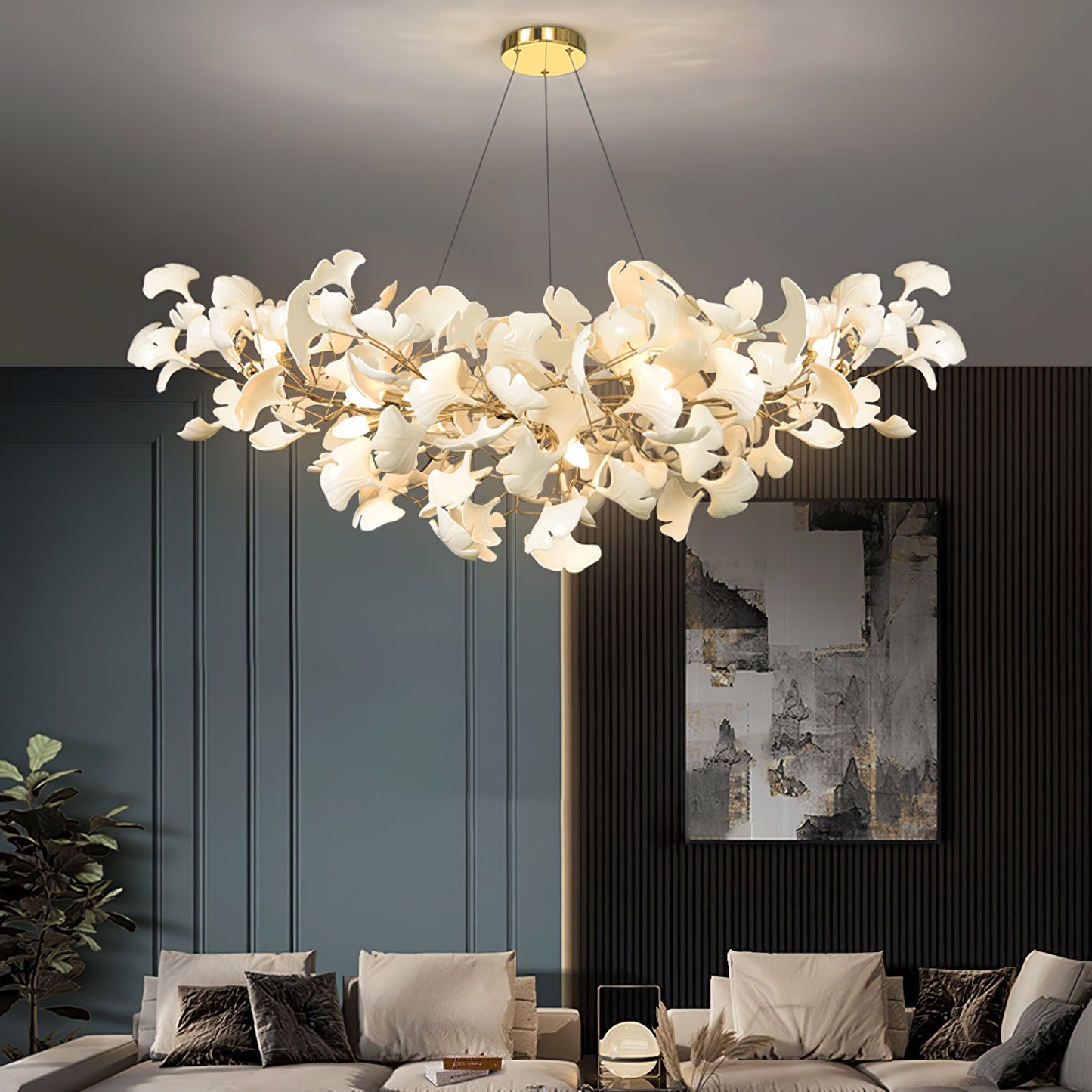 Horizon Bloom Ginkgo Chandelier - Elegant Design & Adjustable Height