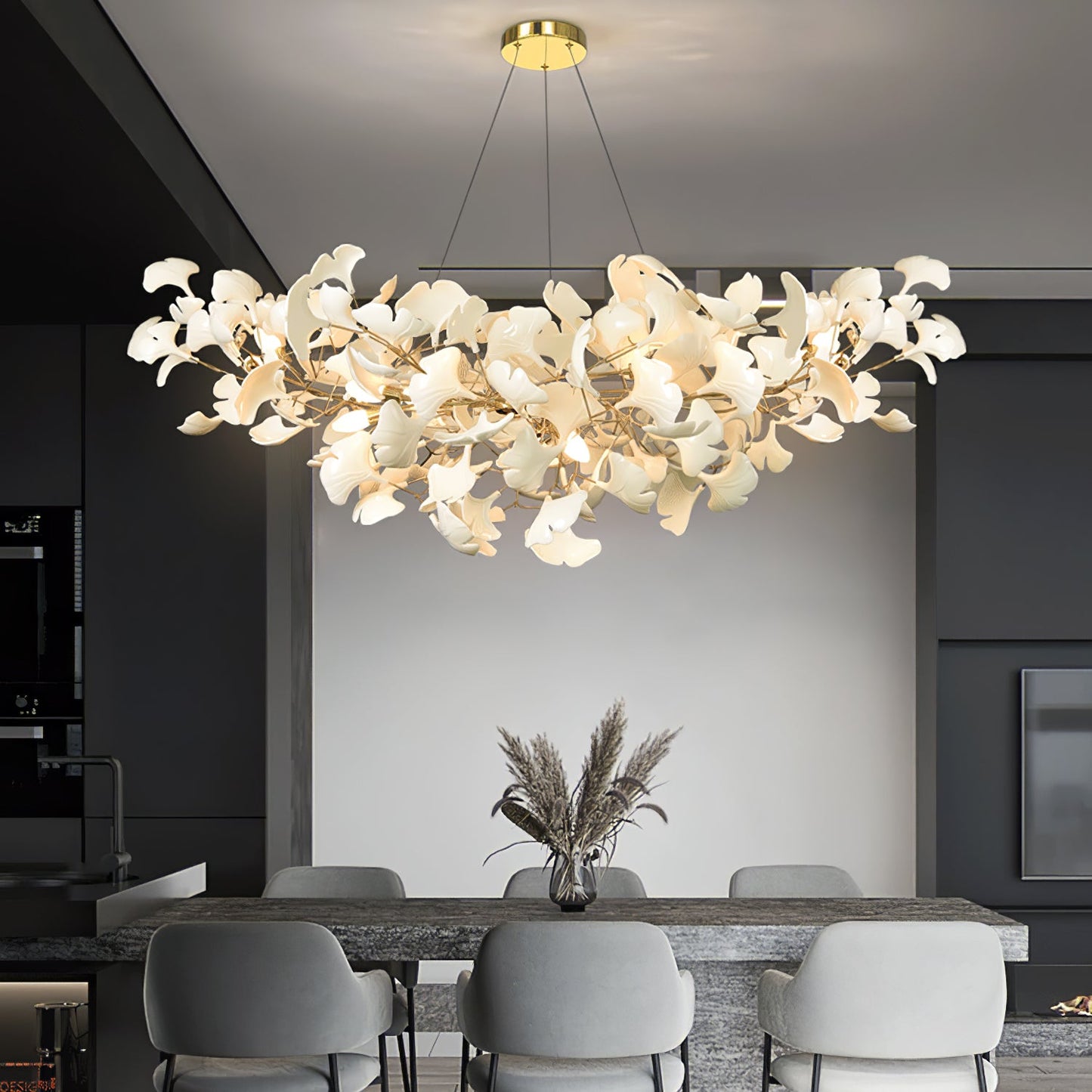Horizon Bloom Ginkgo Chandelier - Elegant Design & Adjustable Height