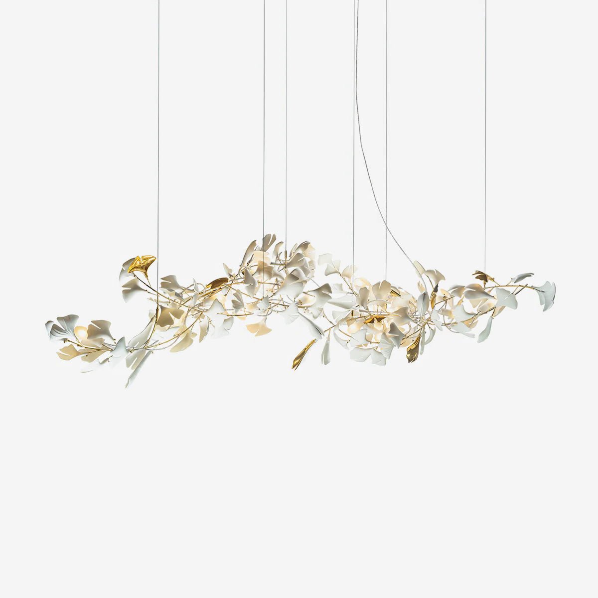 Elegant Porcelain Ginkgo Chandelier - Handcrafted, Energy Efficient Li