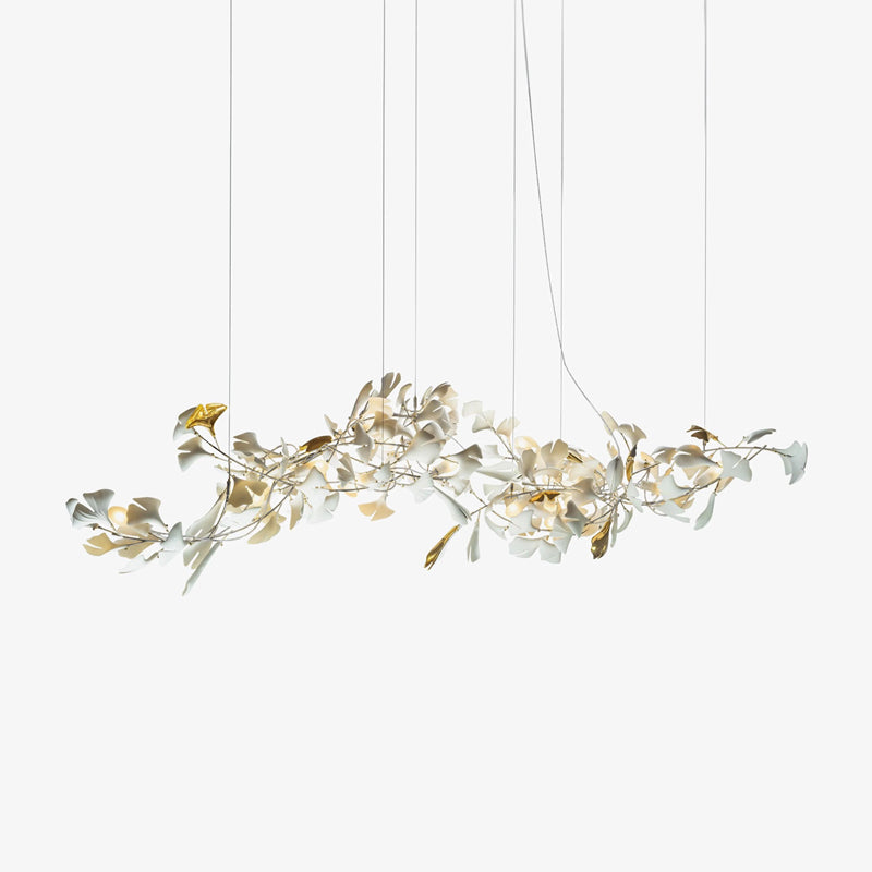 Elegant Porcelain Ginkgo Chandelier - Handcrafted, Energy Efficient Li