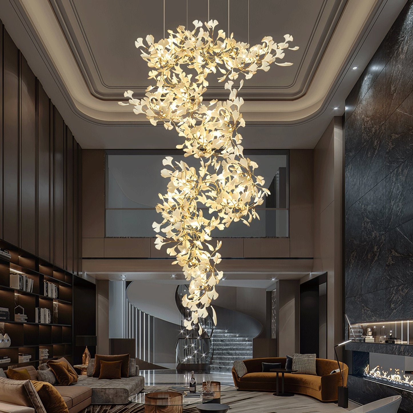 Gingko Vortex Modern Chandelier - Adjustable LED Lighting & Unique Des