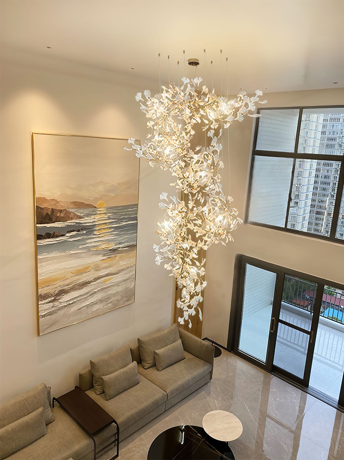 Gingko Vortex Modern Chandelier - Adjustable LED Lighting & Unique Des