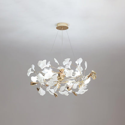 Gingko Bough Round Chandelier - Elegant Design with Adjustable Brightn