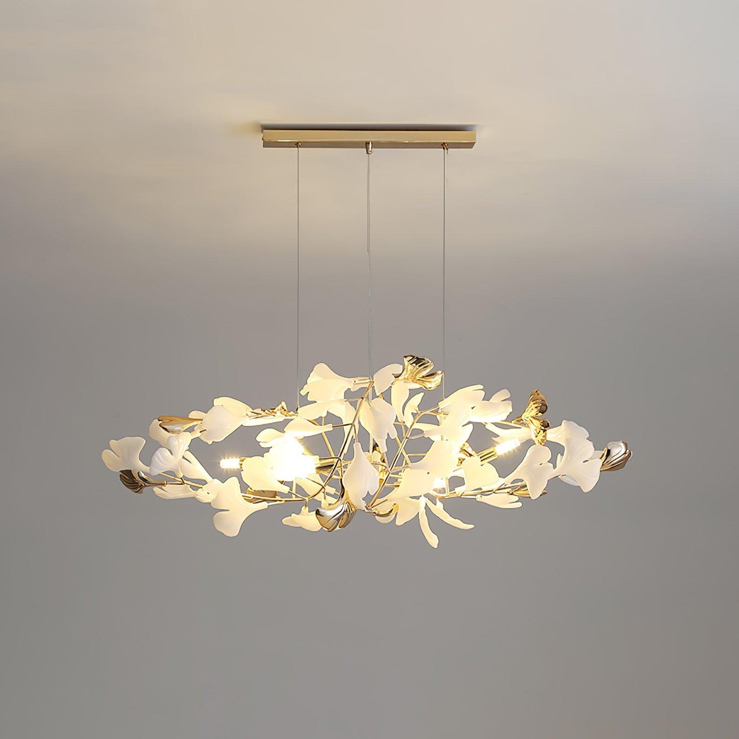 Gingko Bough Round Chandelier - Elegant Design with Adjustable Brightn