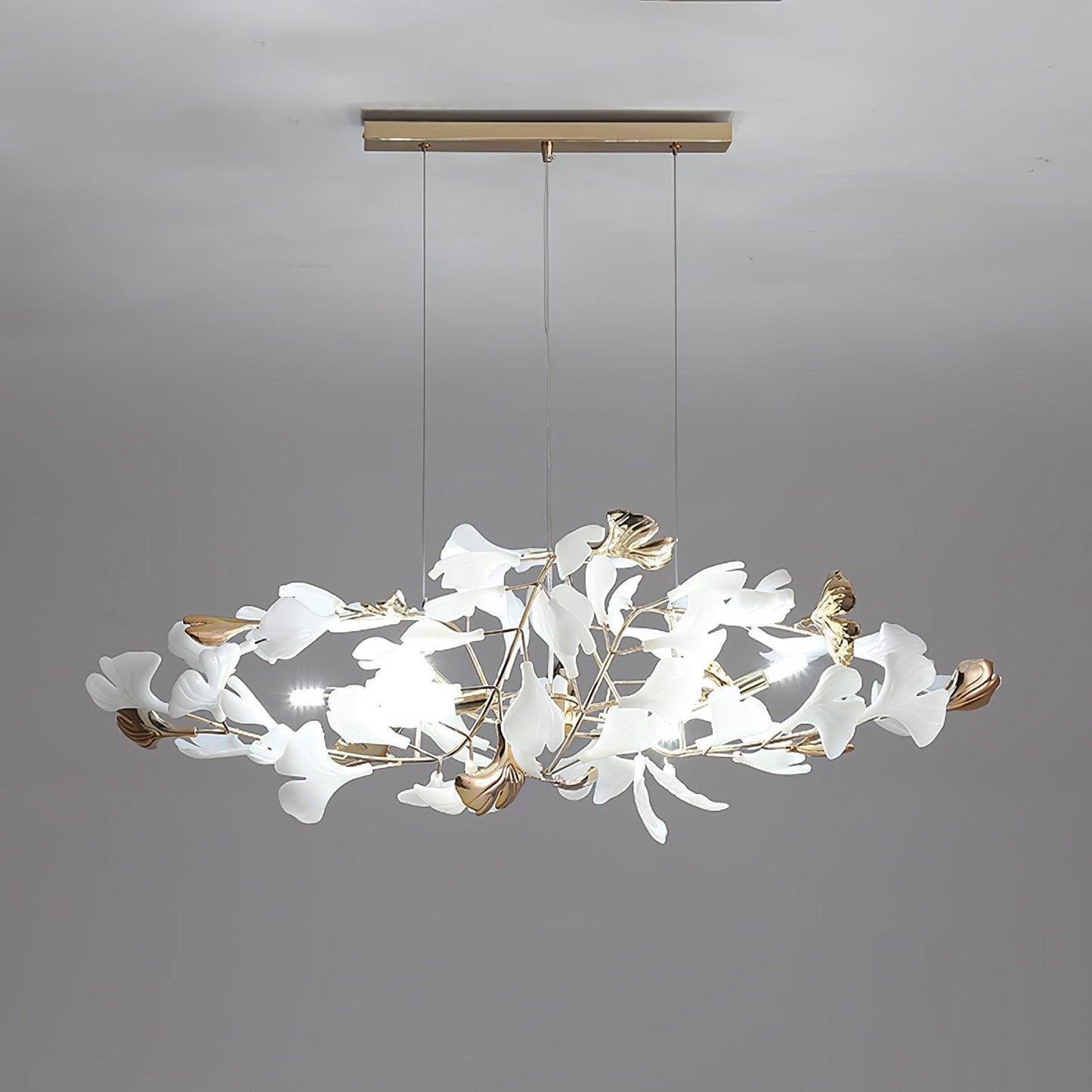 Gingko Bough Round Chandelier - Elegant Design with Adjustable Brightn