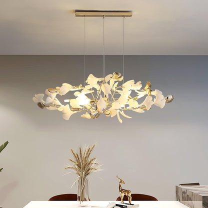 Gingko Bough Round Chandelier - Elegant Design with Adjustable Brightn