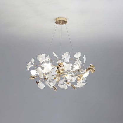 Gingko Bough Round Chandelier - Elegant Design with Adjustable Brightn