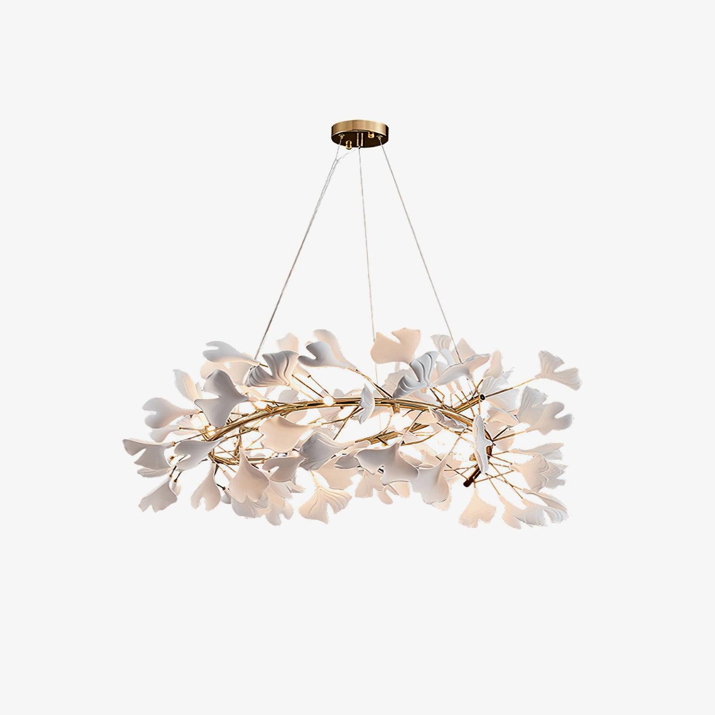 Gingko Halo Chandelier - Modern LED Lighting, Adjustable Height & Dimm