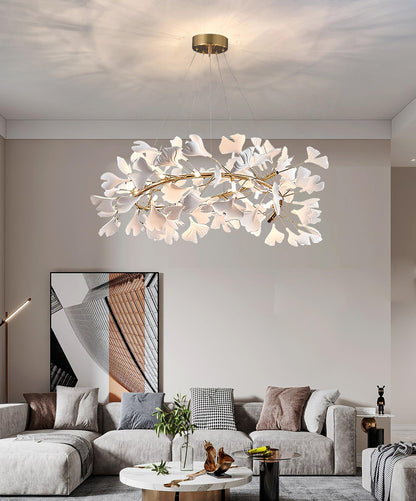 Gingko Halo Chandelier - Modern LED Lighting, Adjustable Height & Dimm