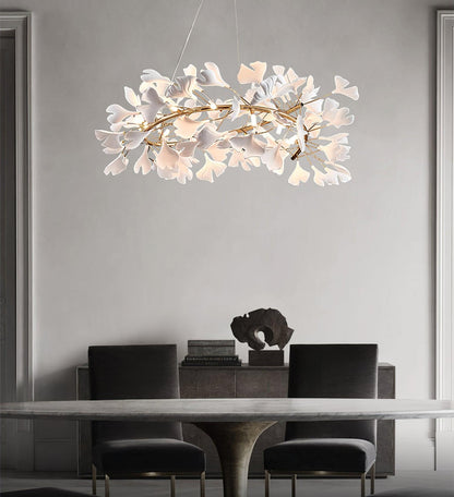 Gingko Halo Chandelier - Modern LED Lighting, Adjustable Height & Dimm