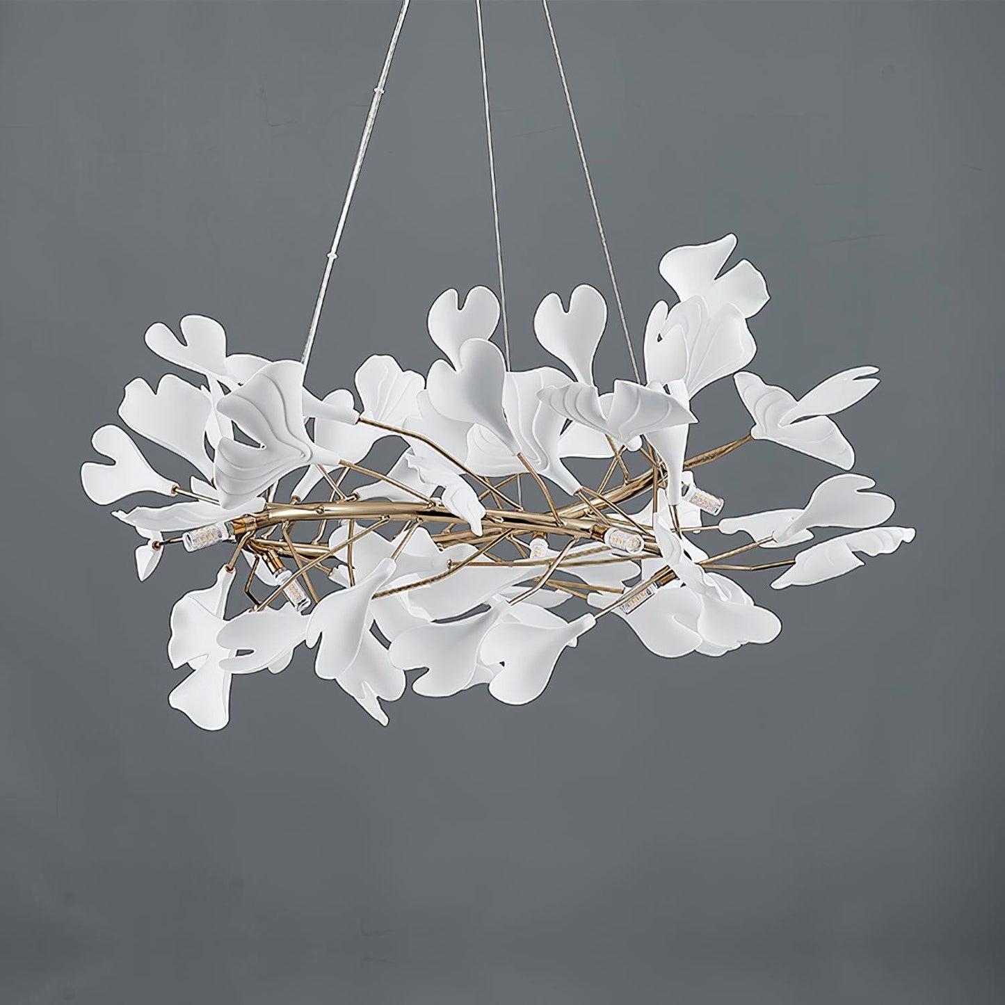 Gingko Halo Chandelier - Modern LED Lighting, Adjustable Height & Dimm
