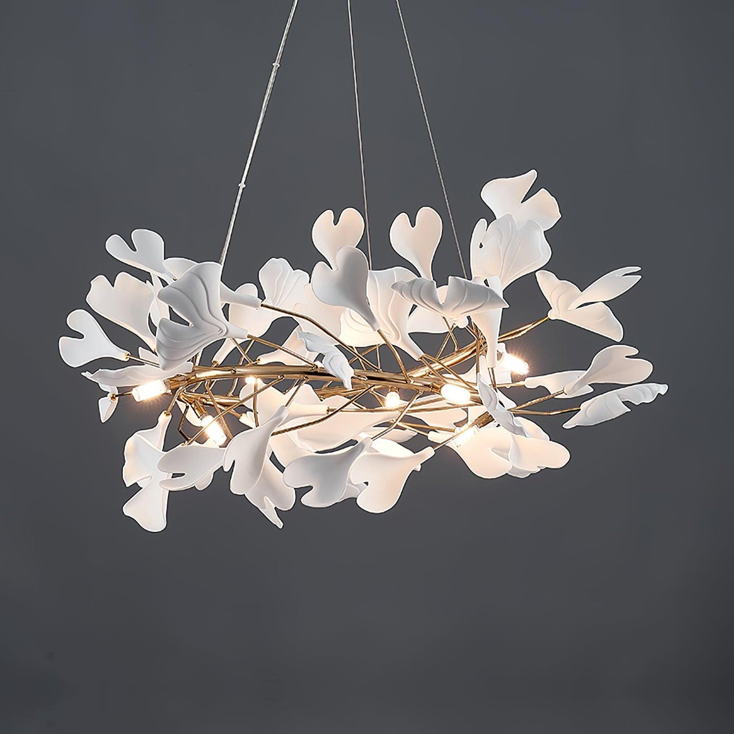 Gingko Halo Chandelier - Modern LED Lighting, Adjustable Height & Dimm