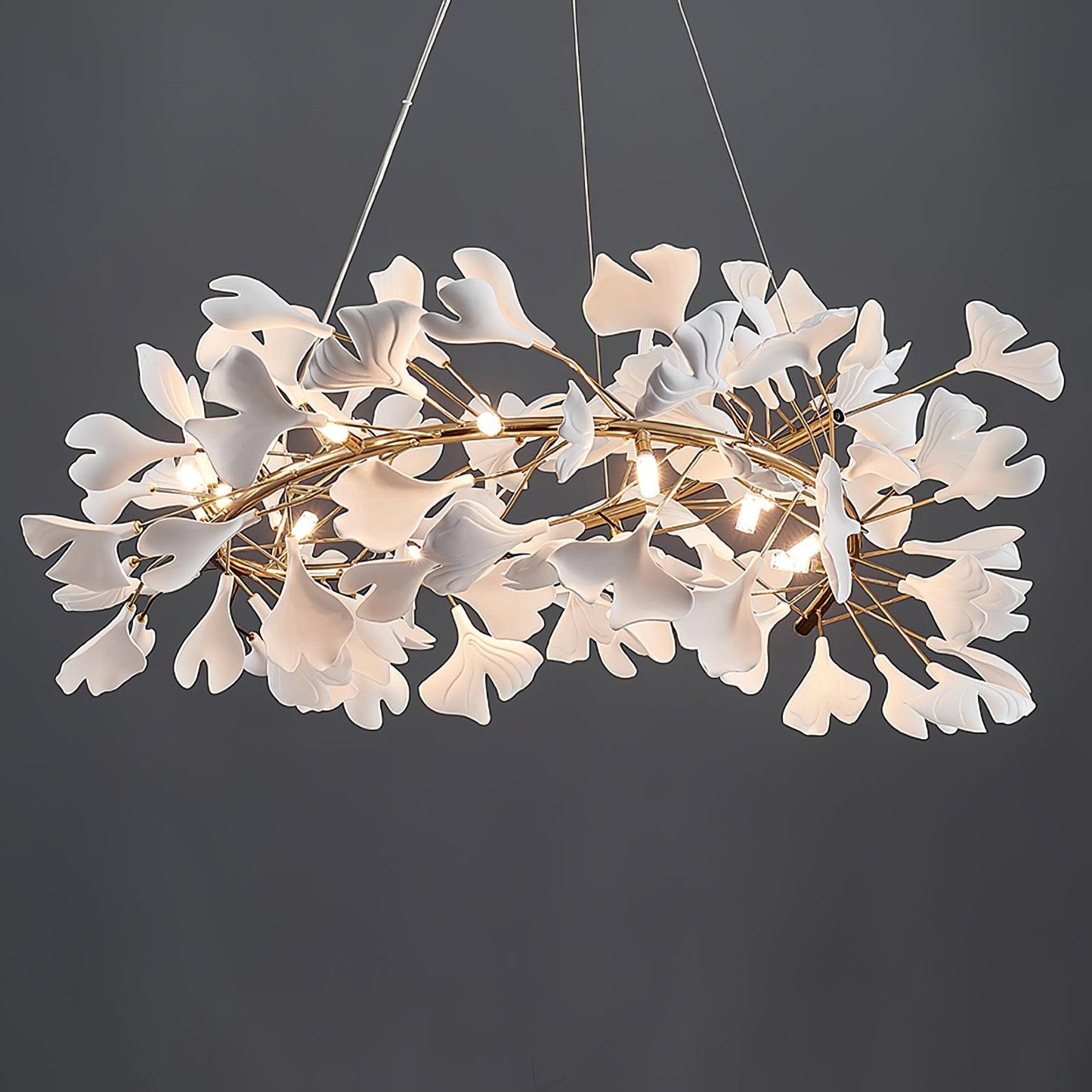 Gingko Halo Chandelier - Modern LED Lighting, Adjustable Height & Dimm