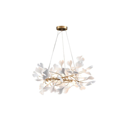 Gingko Halo Chandelier - Modern LED Lighting, Adjustable Height & Dimm