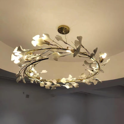 Gingko Halo Chandelier - Modern LED Lighting, Adjustable Height & Dimm