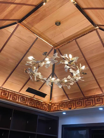 Gingko Halo Chandelier - Modern LED Lighting, Adjustable Height & Dimm