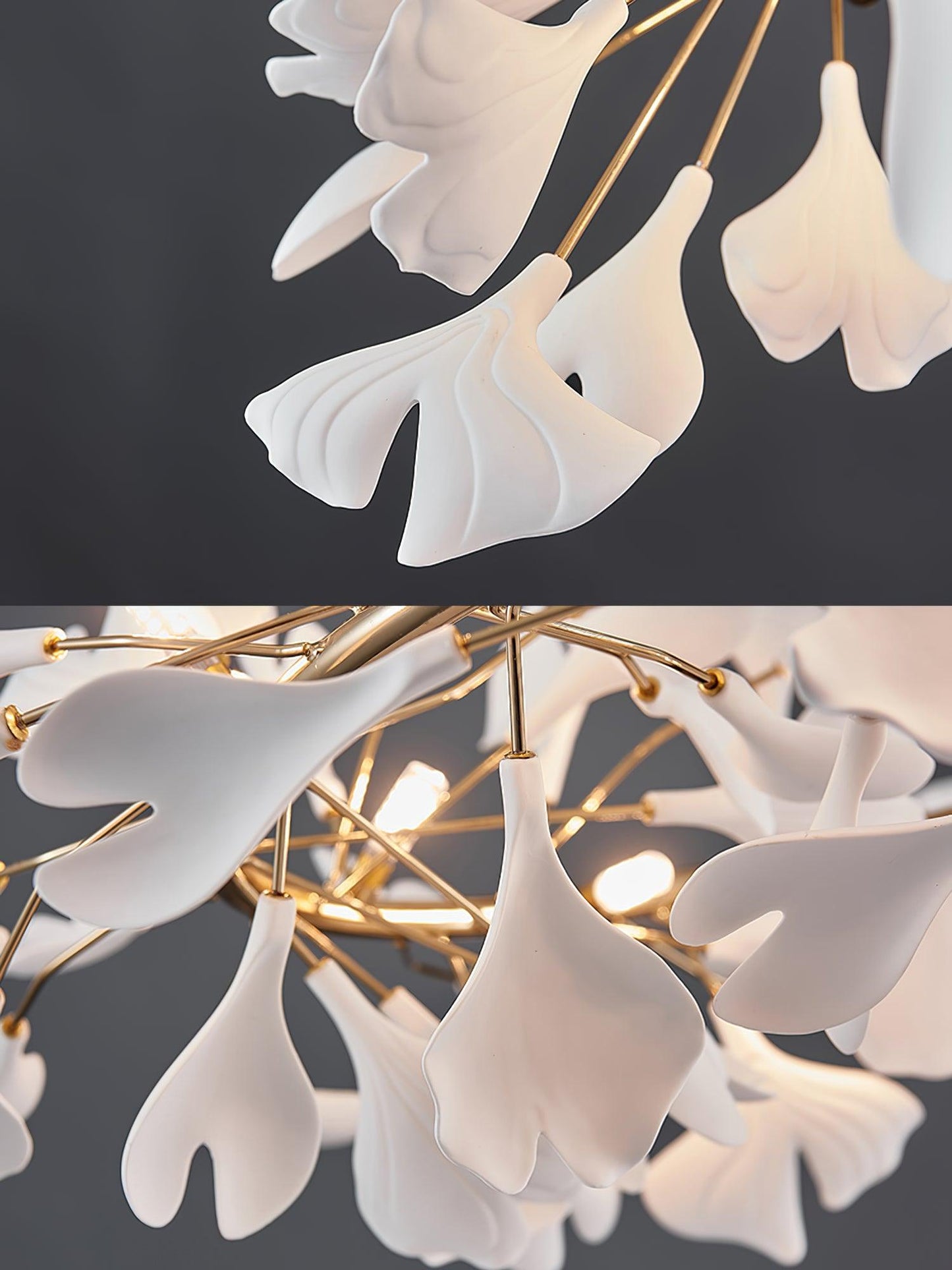 Gingko Halo Chandelier - Modern LED Lighting, Adjustable Height & Dimm