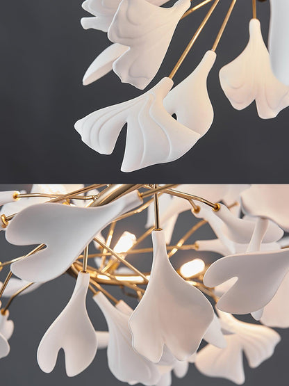 Gingko Halo Chandelier - Modern LED Lighting, Adjustable Height & Dimm