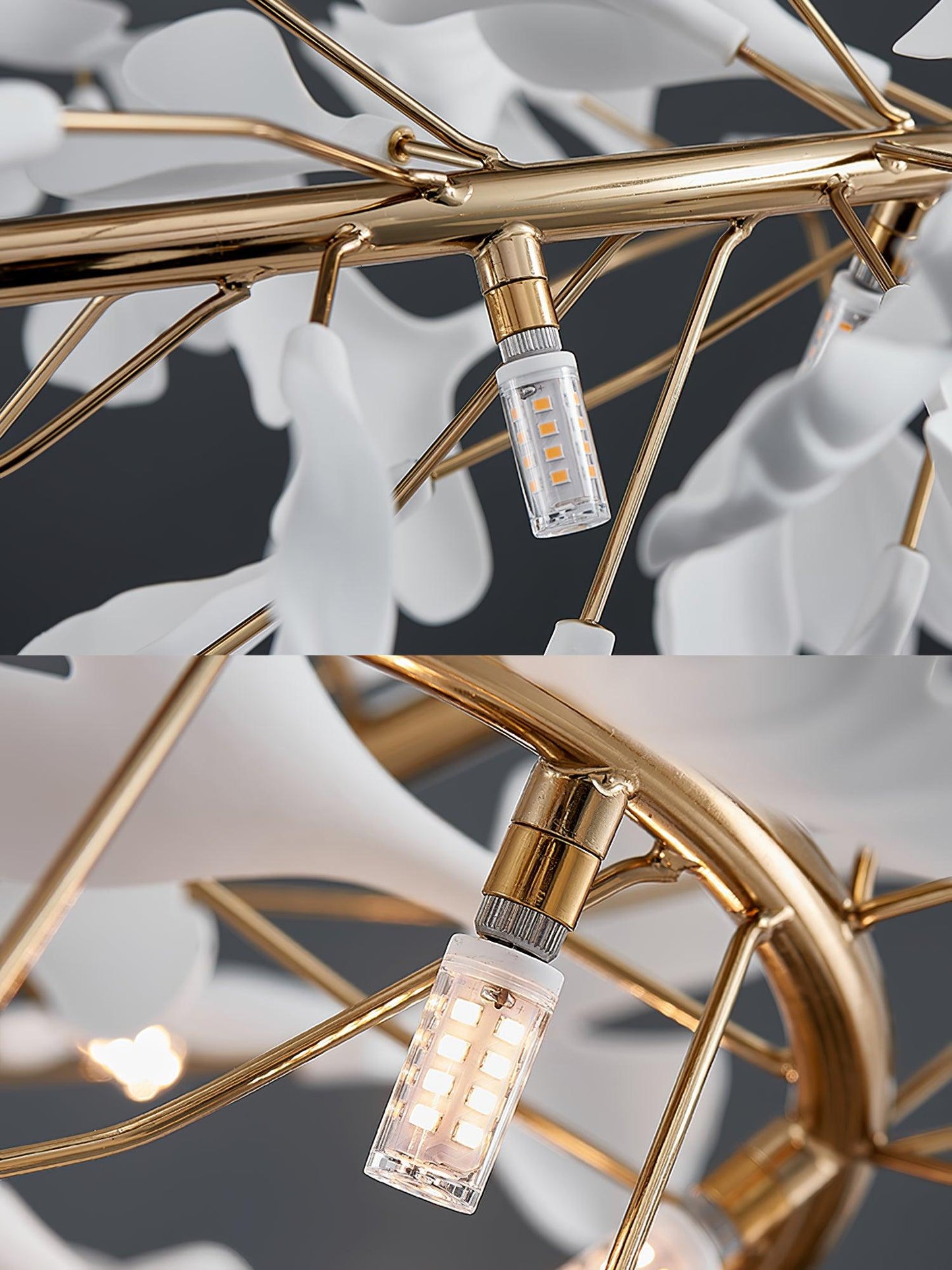Gingko Halo Chandelier - Modern LED Lighting, Adjustable Height & Dimm