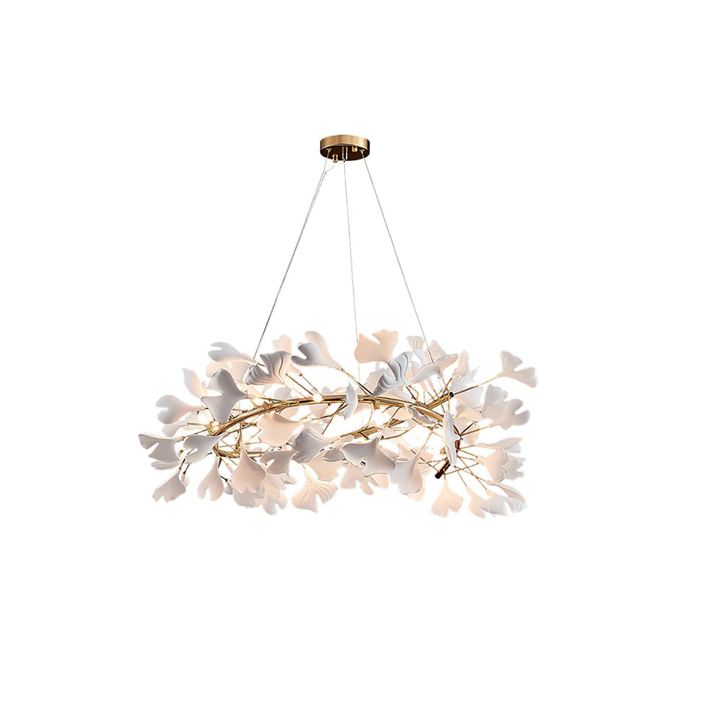 Gingko Halo Chandelier - Modern LED Lighting, Adjustable Height & Dimm