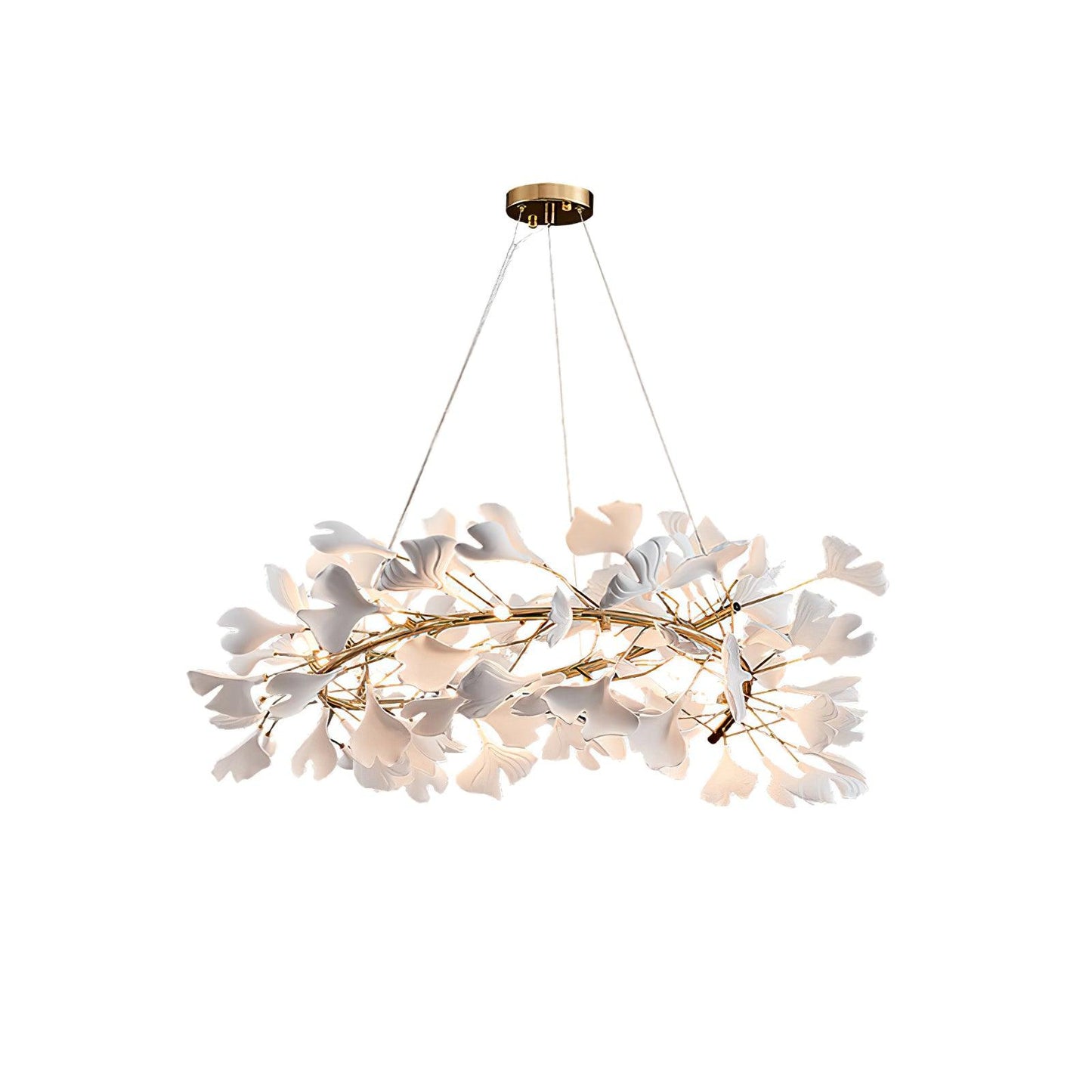 Gingko Halo Chandelier - Modern LED Lighting, Adjustable Height & Dimm