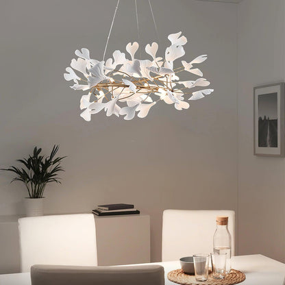 Gingko Halo Chandelier - Modern LED Lighting, Adjustable Height & Dimm