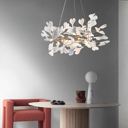 Gingko Halo Chandelier - Modern LED Lighting, Adjustable Height & Dimm