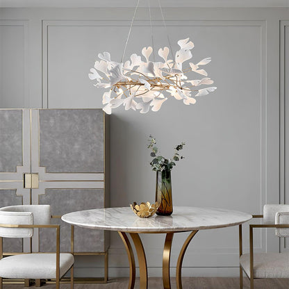 Gingko Halo Chandelier - Modern LED Lighting, Adjustable Height & Dimm