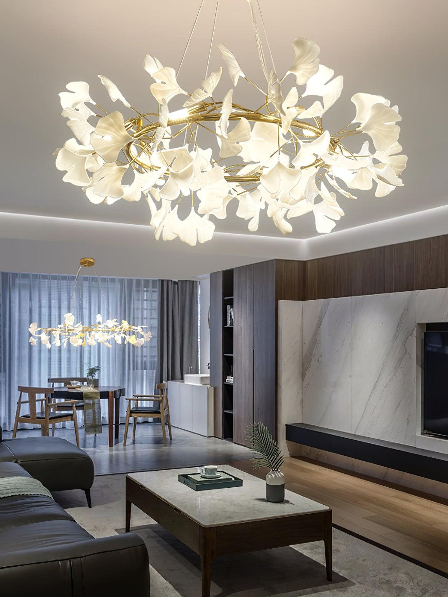 Gingko Crown Chandelier - Elegant Design with Adjustable Brightness