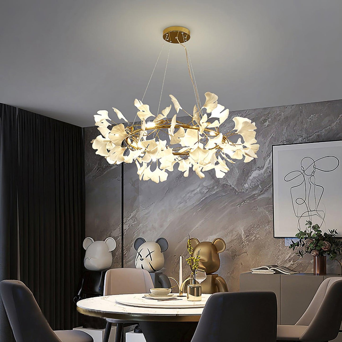 Gingko Crown Chandelier - Elegant Design with Adjustable Brightness