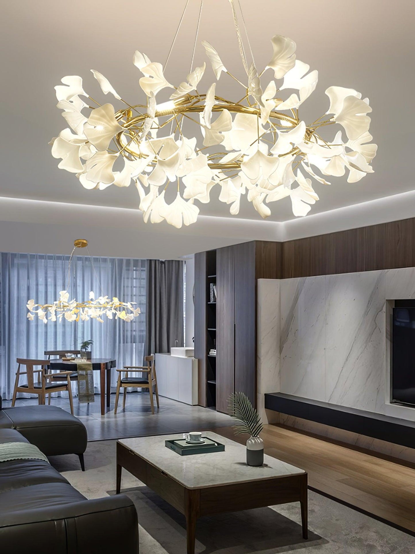 Gingko Branch Chandelier - Modern Design, Adjustable Brightness, LED L