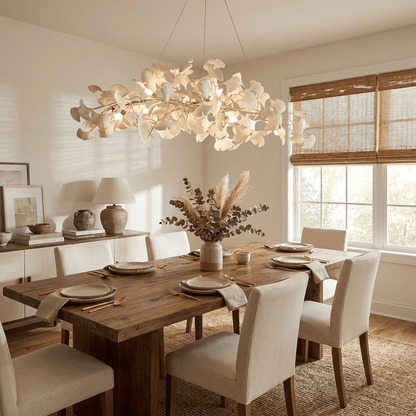 Gingko Plume Chandelier - Elegant Design with Adjustable Brightness