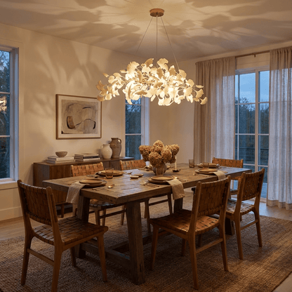 Gingko Plume Chandelier - Elegant Design with Adjustable Brightness