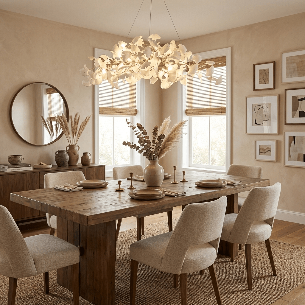 Gingko Plume Chandelier - Elegant Design with Adjustable Brightness