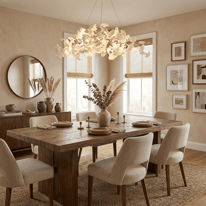 Gingko Plume Chandelier - Elegant Design with Adjustable Brightness