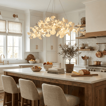 Gingko Plume Chandelier - Elegant Design with Adjustable Brightness