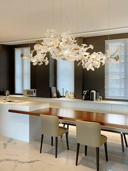 Gingko Plume Chandelier - Elegant Design with Adjustable Brightness