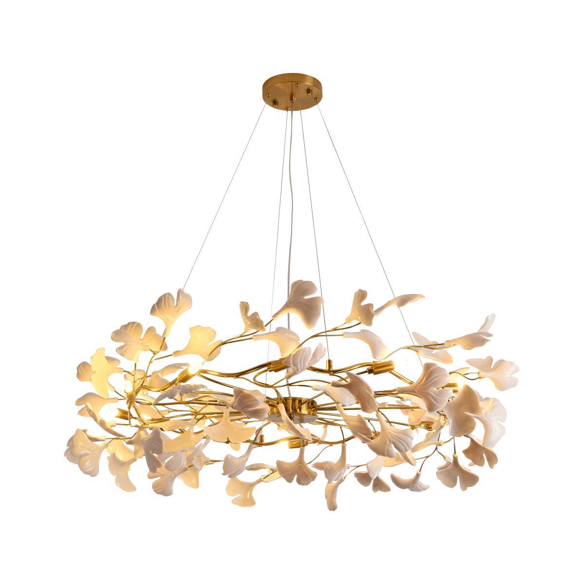 Gingko Ring Chandelier - Modern LED Design with Adjustable Brightness