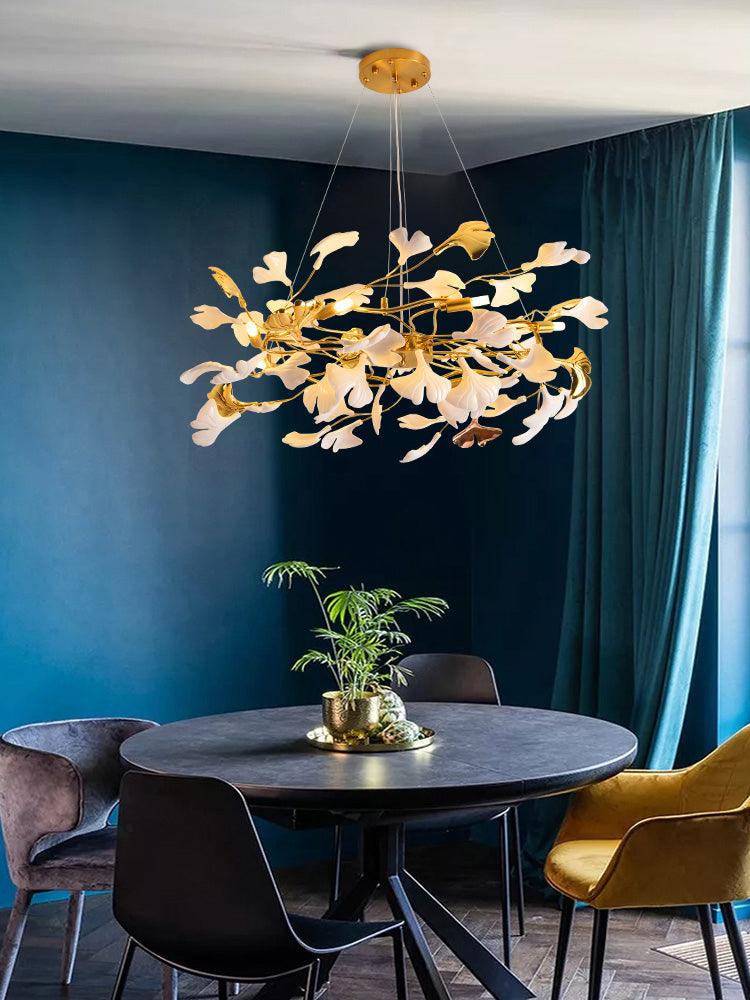 Gingko Ring Chandelier - Modern LED Design with Adjustable Brightness