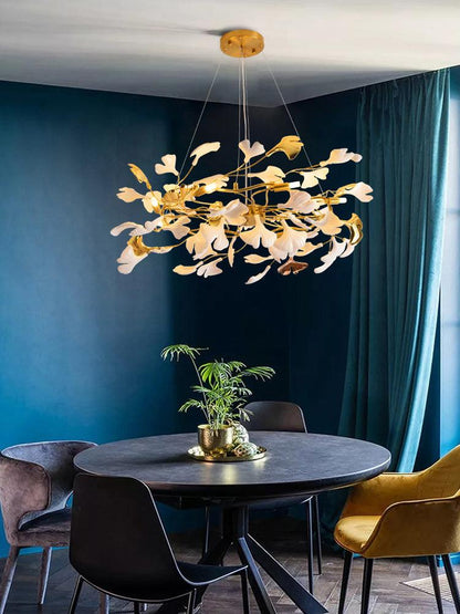 Gingko Ring Chandelier - Modern LED Design with Adjustable Brightness