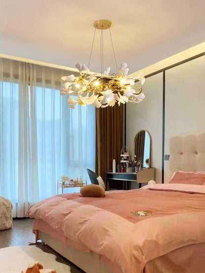 Gingko Ring Chandelier - Modern LED Design with Adjustable Brightness