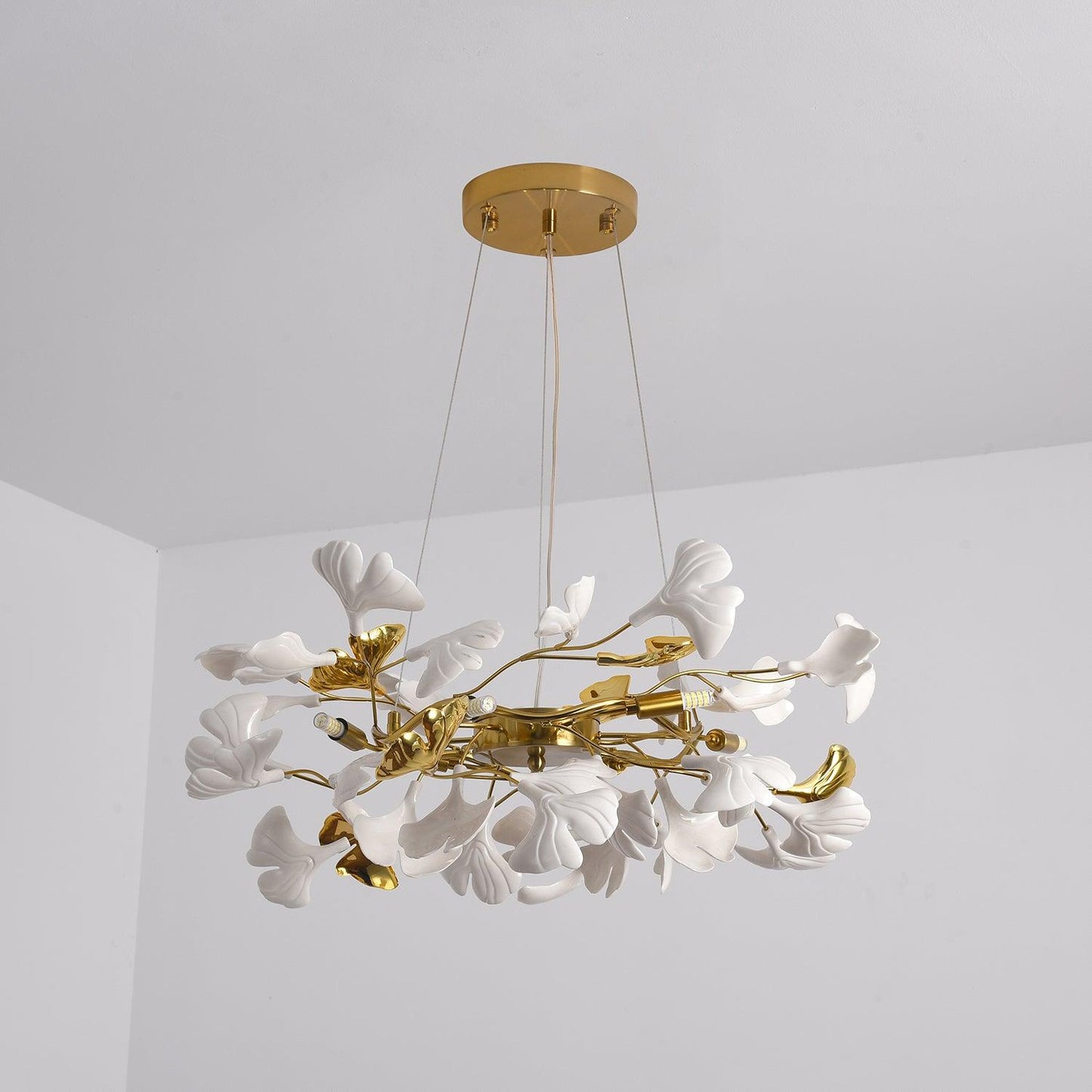 Gingko Ring Chandelier - Modern LED Design with Adjustable Brightness