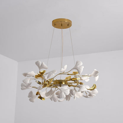 Gingko Ring Chandelier - Modern LED Design with Adjustable Brightness